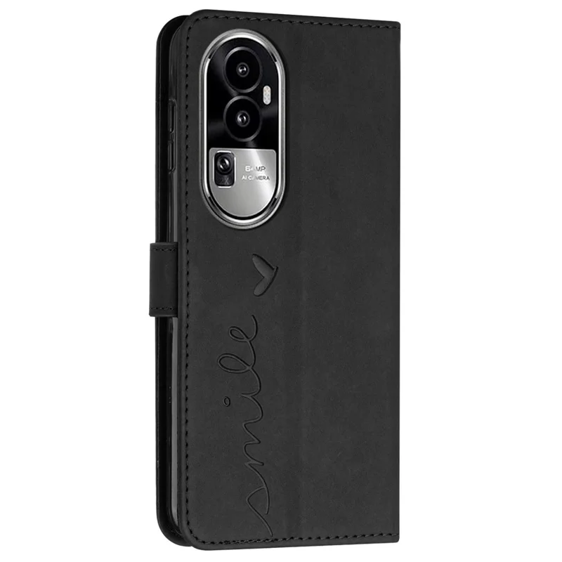 Per Oppo Reno10 Pro 5G (Global) / Reno10 5G (Global) Imprinted PU Leather Wallet Stand Case Phone Cover con tracolla - Nero