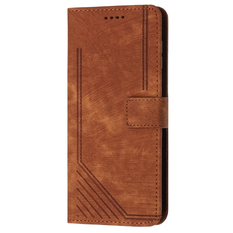 For Nokia G42 Phone Case Imprinted Lines Skin-touch Wallet TPU+PU Leather Shell Stand Cover - Brown