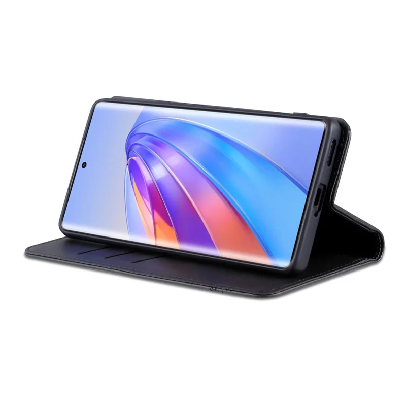 AZNS For Honor X50 Wallet Stand Phone Cover PU Leather Cowhide Texture Phone Case - Black