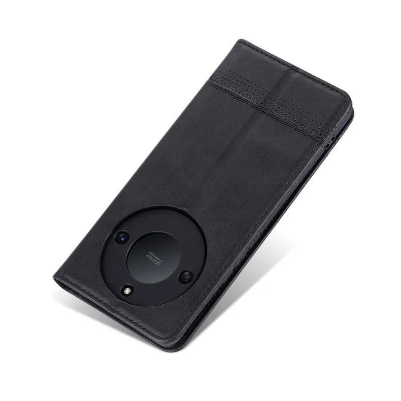 AZNS For Honor X50 Wallet Stand Phone Cover PU Leather Cowhide Texture Phone Case - Black