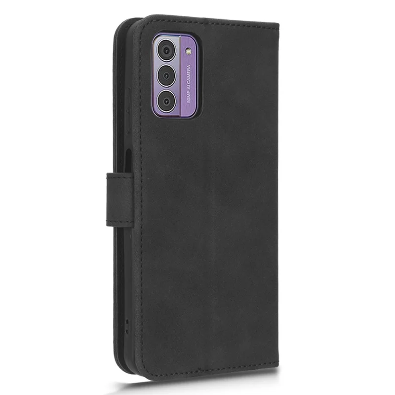 For Nokia G42 Phone Case PU Leather Skin-touch Stand Wallet Slim-Fit Phone Cover - Black