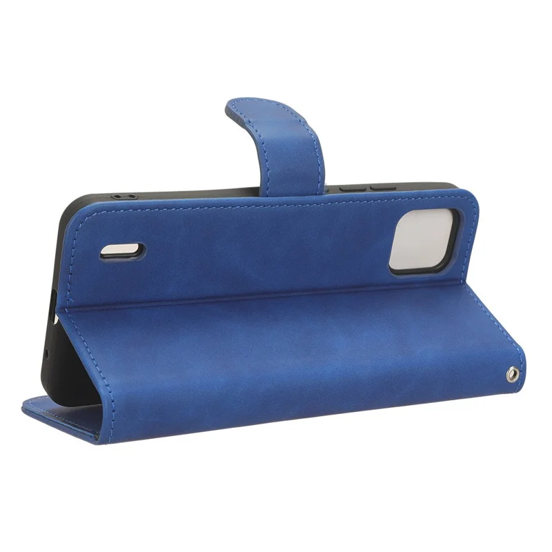 For Nokia C110 Stand Phone Case Skin-touch PU Leather Wallet Anti-drop Phone Cover - Blue