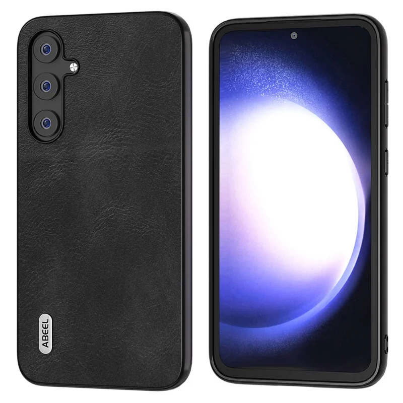 ABEEL Cowhide Texture Phone Case for Samsung Galaxy S23 FE Shockproof PU Leather+TPU+PC Cover - Black