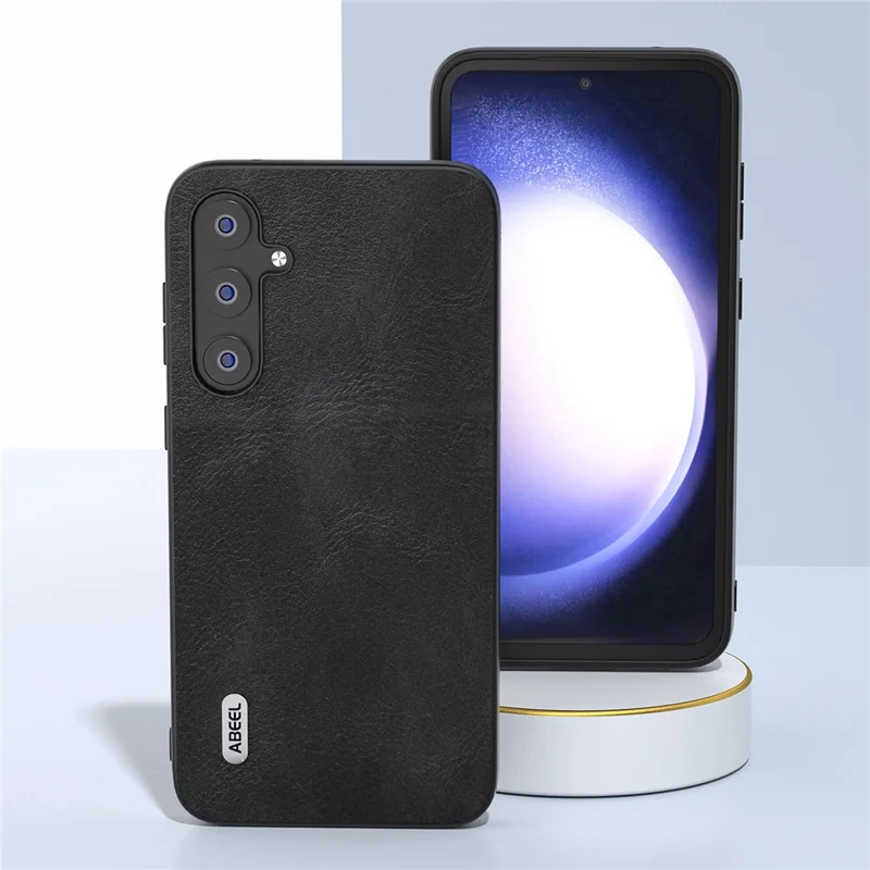 ABEEL Cowhide Texture Phone Case for Samsung Galaxy S23 FE Shockproof PU Leather+TPU+PC Cover - Black