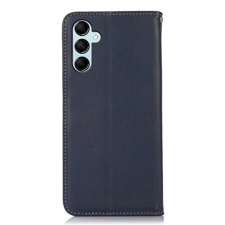KHAZNEH Per Samsung Galaxy F34 5G / M34 5G Genuine Cow Leather Stand Cover RFID Blocking Wallet Phone Case - Blu