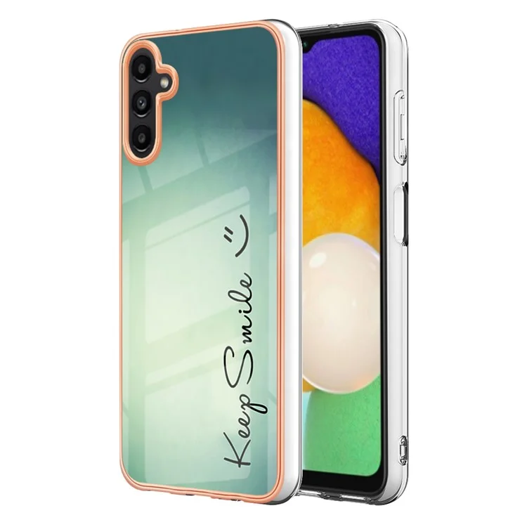 YB IMD Series-19 Style D для Samsung Galaxy A34 5G IMD Pattern Printing Cover 2.0mm TPU Cell Phone Case - Keep Smile
