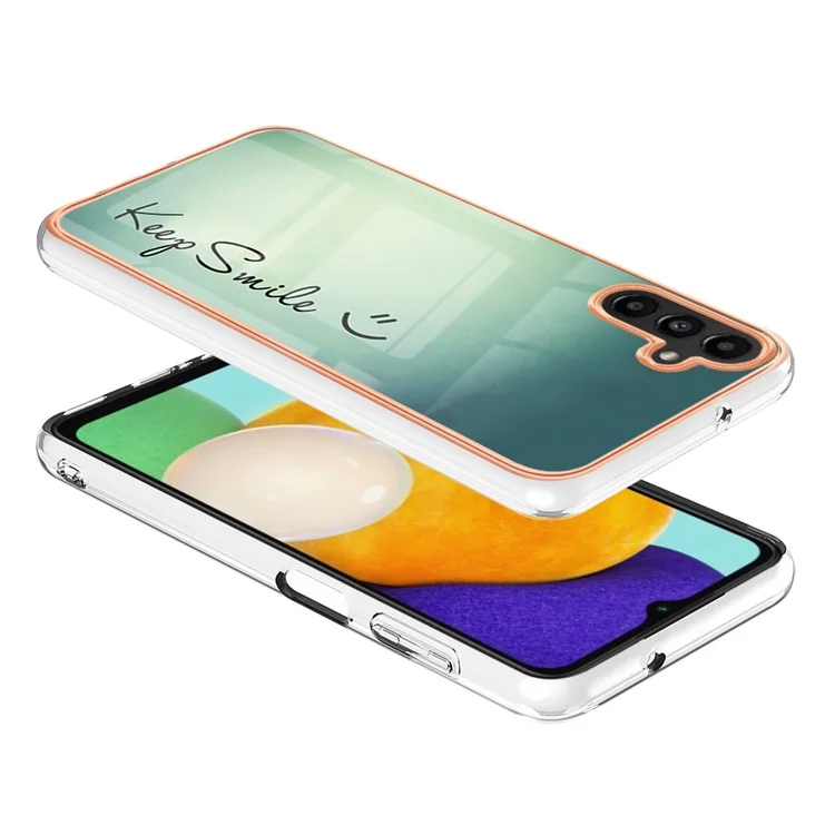YB IMD Series-19 Style D для Samsung Galaxy A34 5G IMD Pattern Printing Cover 2.0mm TPU Cell Phone Case - Keep Smile