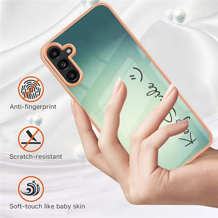 YB IMD Series-19 Style D для Samsung Galaxy A34 5G IMD Pattern Printing Cover 2.0mm TPU Cell Phone Case - Keep Smile