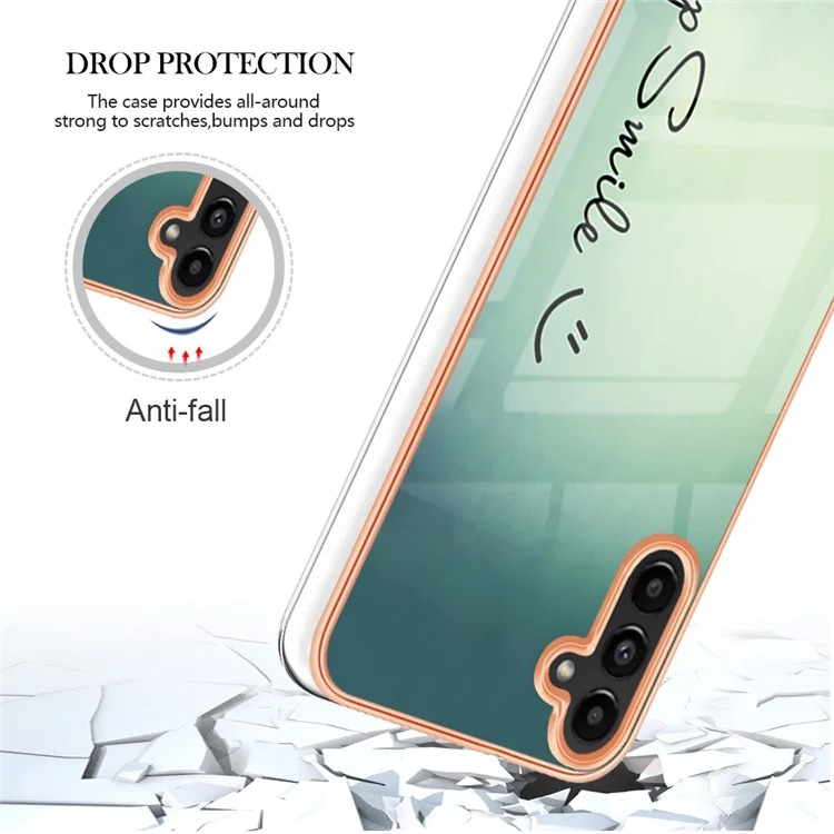 YB IMD Series-19 Style D для Samsung Galaxy A34 5G IMD Pattern Printing Cover 2.0mm TPU Cell Phone Case - Keep Smile