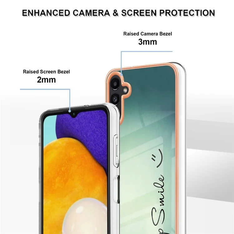 YB IMD Series-19 Style D для Samsung Galaxy A34 5G IMD Pattern Printing Cover 2.0mm TPU Cell Phone Case - Keep Smile