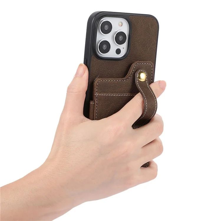Чехол-подставка с держателем для карт ABEEL Style 01 для iPhone 15 Pro - Khaki
