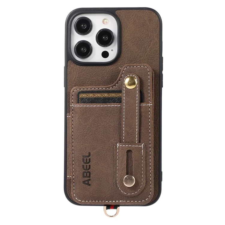 Чехол-подставка с держателем для карт ABEEL Style 01 для iPhone 15 Pro - Khaki