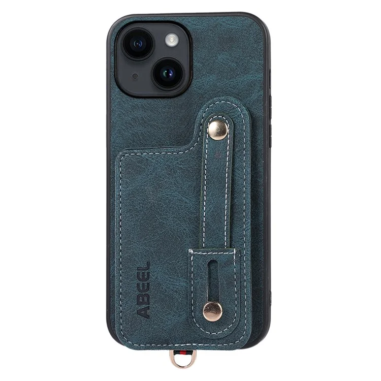 ABEEL Estilo 03 Para iPhone 14 Funda Protectora de Piel de PU+TPU+PC con Soporte para Tarjetas - Azul