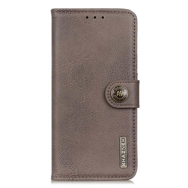 KHAZNEH Telefon-Ledertasche für Samsung Galaxy F34 5G / M34 5G, Geldbörse Ständer Rindsleder Textur Telefonhülle - Khaki