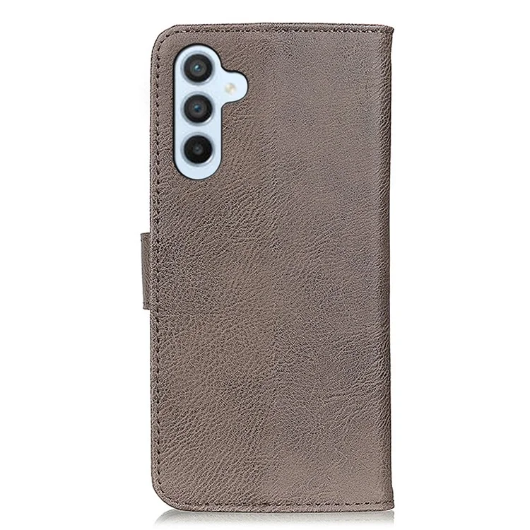 KHAZNEH Telefon-Ledertasche für Samsung Galaxy F34 5G / M34 5G, Geldbörse Ständer Rindsleder Textur Telefonhülle - Khaki