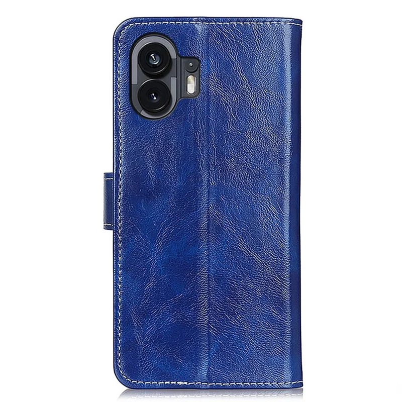 Stand Wallet Phone Cover for Nothing Phone (2) , Retro Crazy Horse Texture Leather Phone Case - Blue