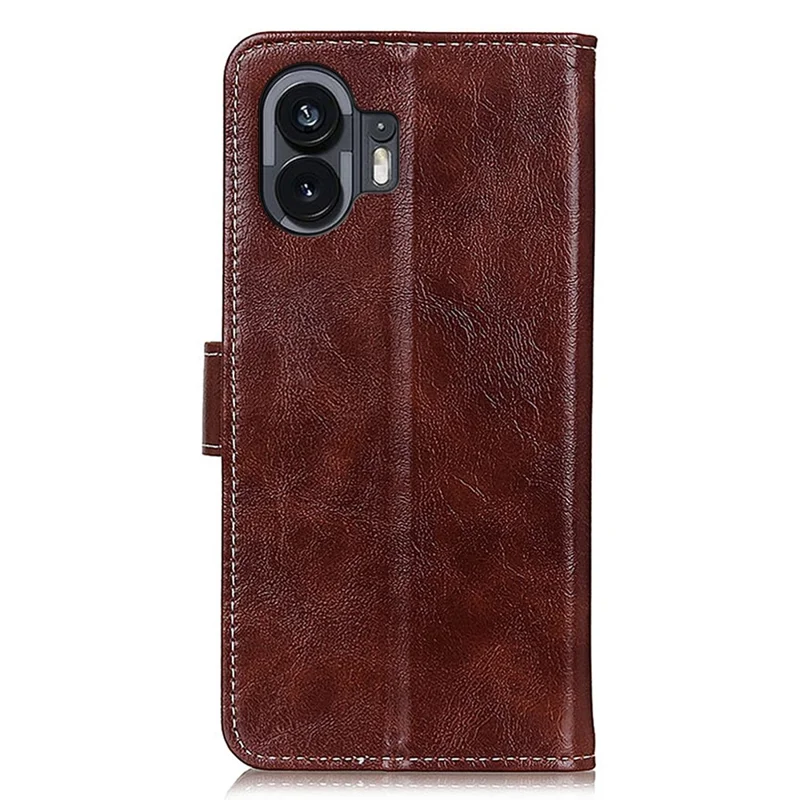 Stand Wallet Phone Cover for Nothing Phone (2) , Retro Crazy Horse Texture Leather Phone Case - Brown