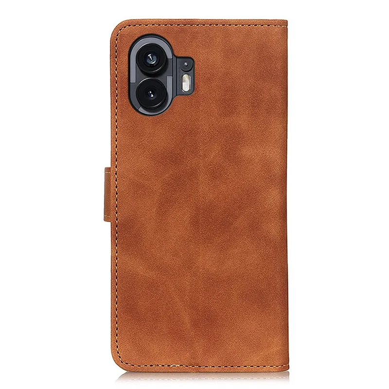 KHAZNEH For Nothing Phone (2) Wallet Stand Phone Case Retro Texture Leather Phone Cover - Brown