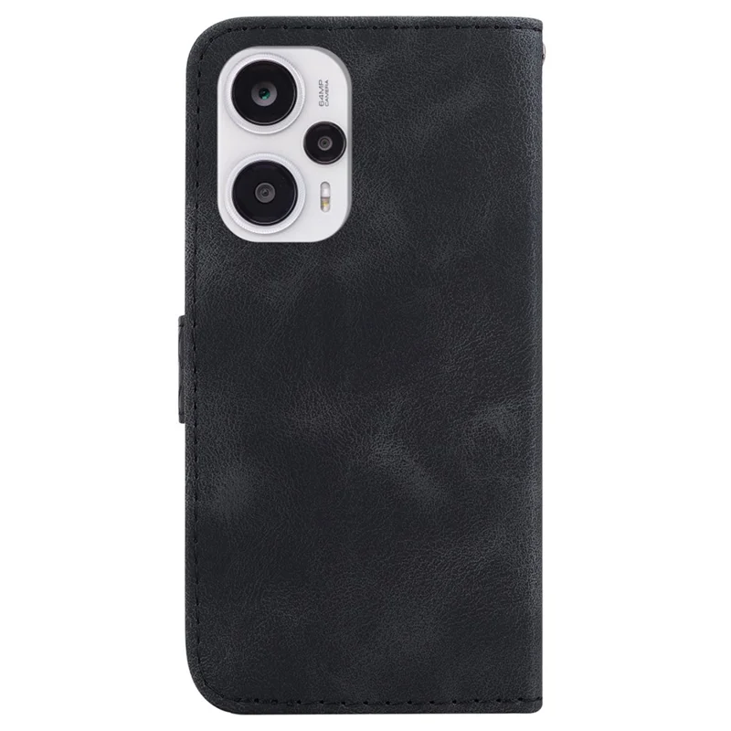 Für Xiaomi Poco F5 5G / Redmi Note 12 Turbo PU-Leder 7-Form geprägter Telefonhülle mit Brieftasche und Ständer - Schwarz