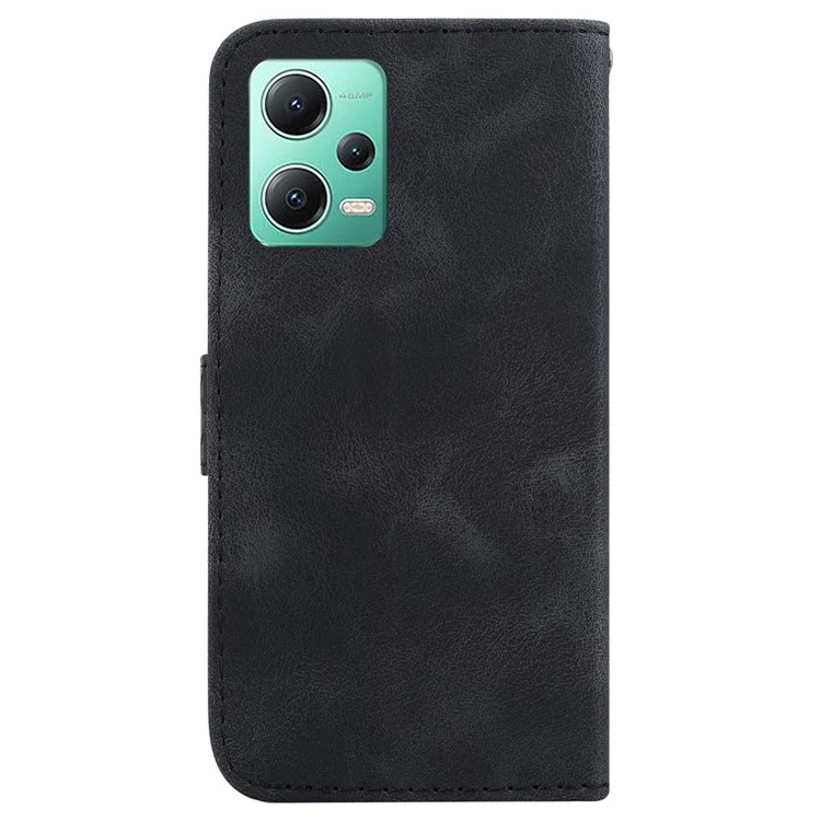 Чехол из ПУ-кожи для Xiaomi Redmi Note 12 5G (Китай) / (Индия) / (Глобальный) / Poco X5 5G 7-образный тиснёный чехол-кошелёк с подставкой - Чёрный