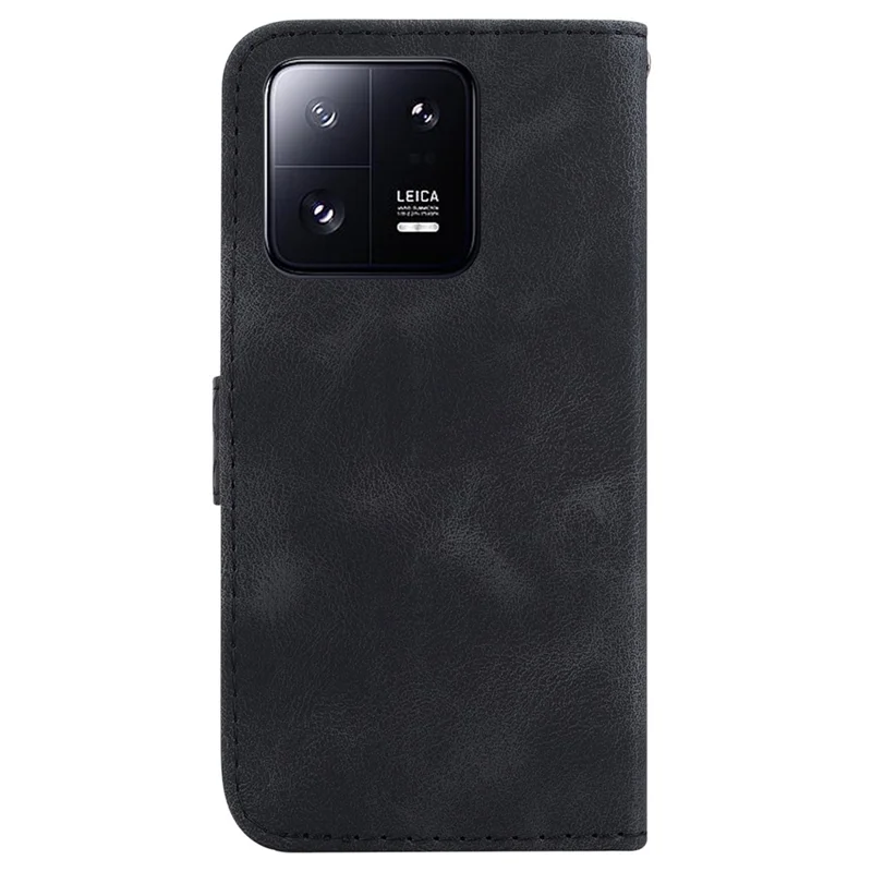 PU Leather Phone Case for Xiaomi 13 Pro 5G 7-Shape Imprinted Wallet Stand Cover - Black