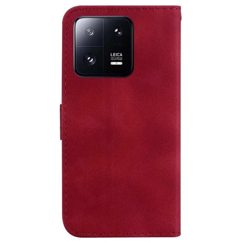 PU Leather Phone Case for Xiaomi 13 Pro 5G 7-Shape Imprinted Wallet Stand Cover - Red