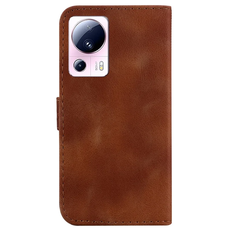 For Xiaomi 13 Lite / Civi 2 5G Hands-free Stand Leather Phone Case Imprinted Wallet Cover - Brown