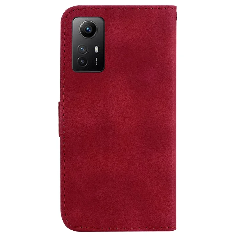 For Xiaomi Redmi Note 12S 4G 7-Shape Imprinted Anti-drop Phone Cover Flip Leather Wallet Stand Case - Red