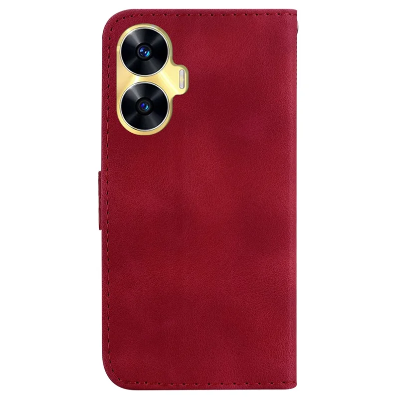 Valvastige telefoonhoes voor Realme C55, staande imitatie leren portemonnee met magnetische telefoonhoes - Rood