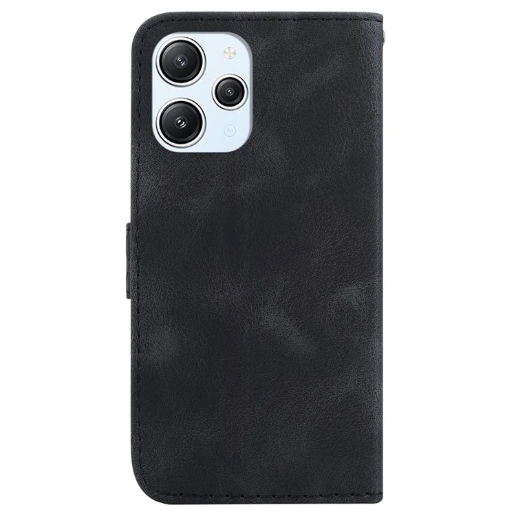 Para Xiaomi Redmi 12 4G 7-Shape Imprinted Leather Cell Phone Case Funda Protectora de Cartera con Soporte - Negro