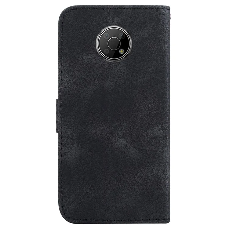 For Nokia G300 7-Shape Imprinted Shockproof Case Leather Wallet Foldable Stand Phone Cover - Black