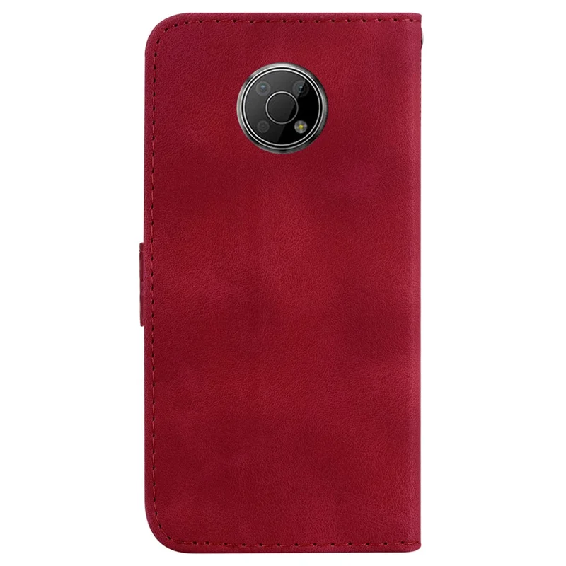 For Nokia G300 7-Shape Imprinted Shockproof Case Leather Wallet Foldable Stand Phone Cover - Red