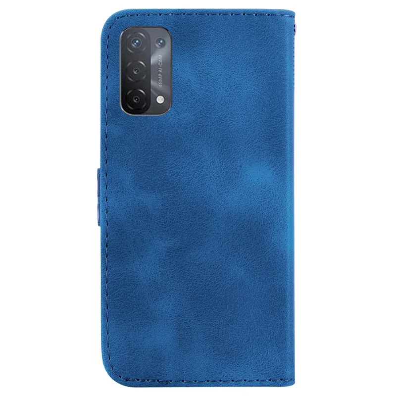 Für Oppo A74 5G / A93 5G / A54 5G Smartphone Stand Hülle Geprägtes Muster PU Leder Brieftaschenabdeckung - Dunkelblau