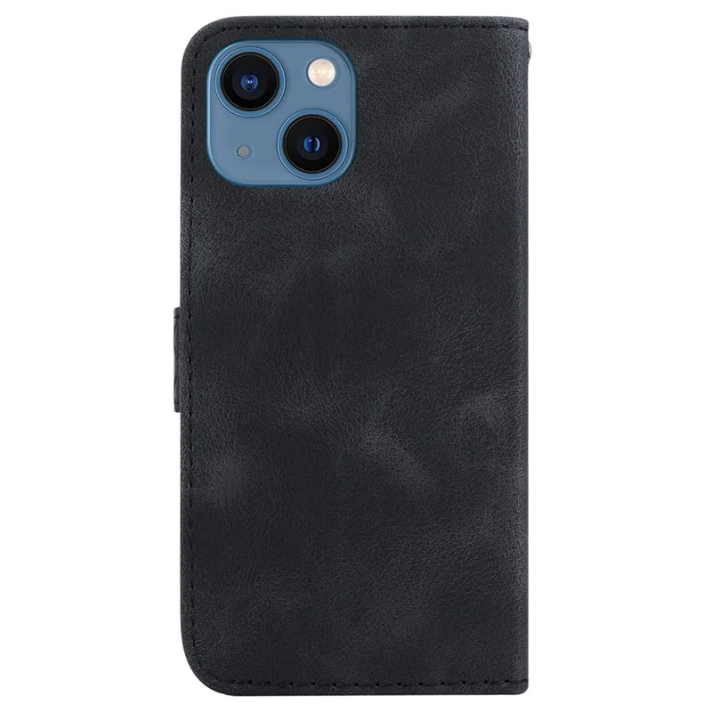 PU Leather Phone Case for iPhone 15 Plus , Stand Imprinted Pattern Wallet Phone Shell Cover - Black