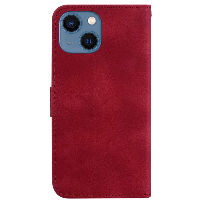 For iPhone 14 Plus Smartphone Case Stand Imprinted Pattern PU Leather Lightweight Wallet Cover - Red