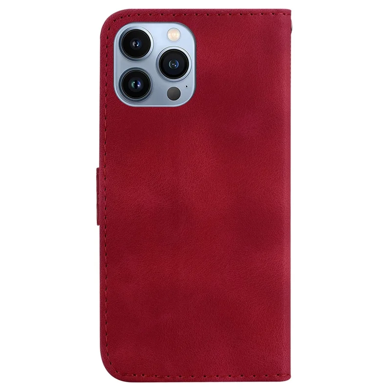 For iPhone 14 Pro Book Style Smartphone Case Stand Imprinted Pattern PU Leather Wallet Cover - Red