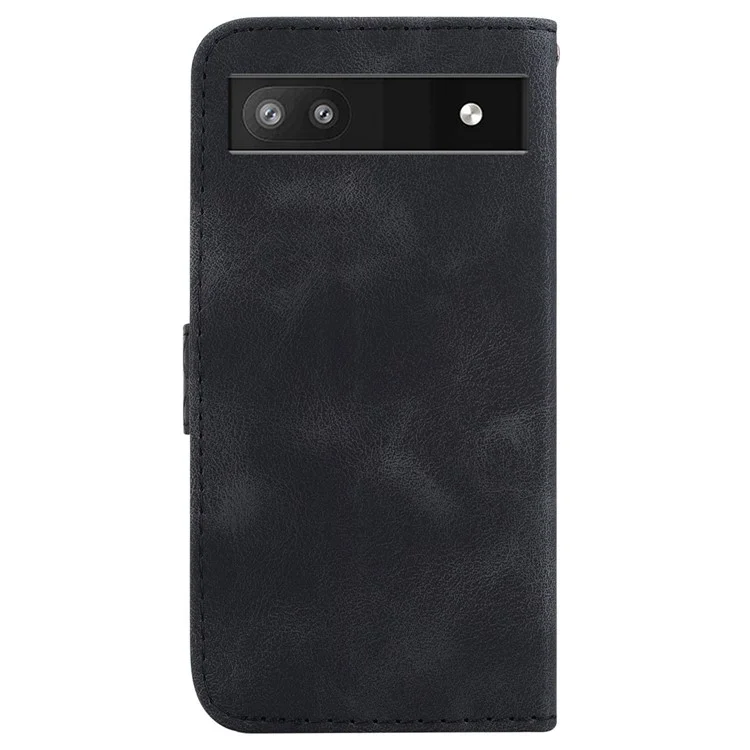 For Google Pixel 6a Dustproof Shell Stand Imprinted Wallet Cover PU Leather Phone Case - Black