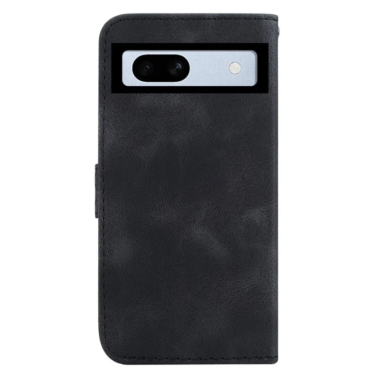 7-Shape Imprinted Leather Cover for Google Pixel 7a Shockproof Wallet Stand Phone Case - Black