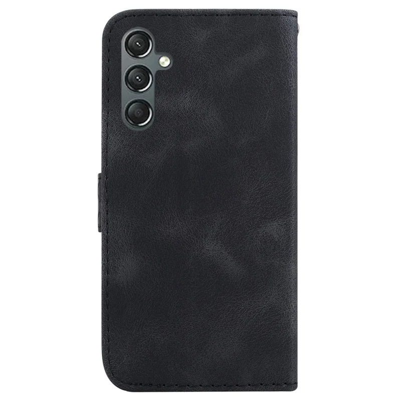 For Samsung Galaxy A24 4G (162.1 x 77.6 x 8.3mm) 7-Shape Imprinted Cell Phone Case Anti-scratch Wallet Stand Leather Cover - Black