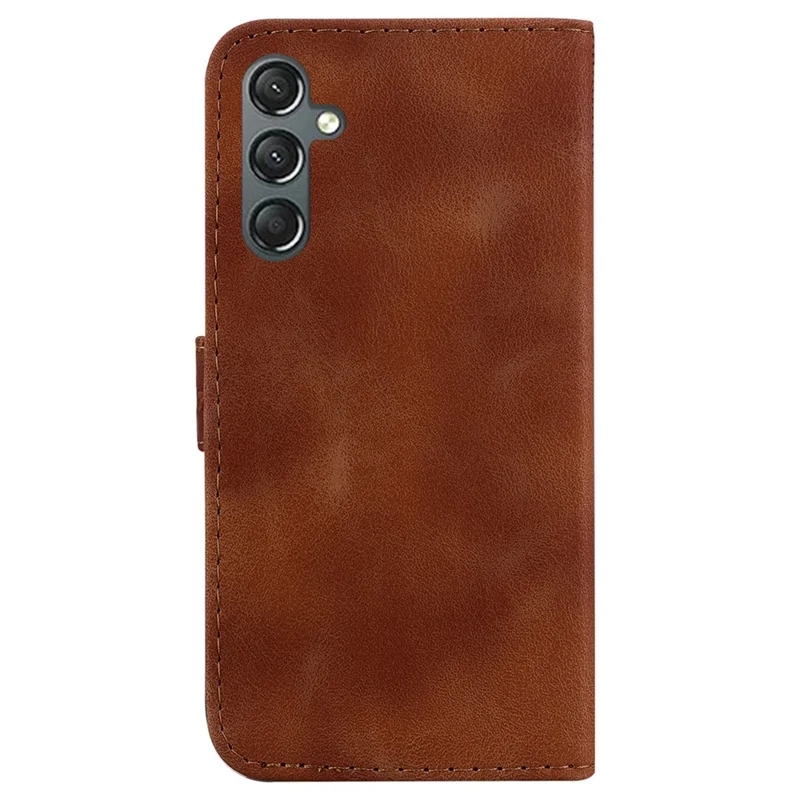 For Samsung Galaxy A24 4G (162.1 x 77.6 x 8.3mm) 7-Shape Imprinted Cell Phone Case Anti-scratch Wallet Stand Leather Cover - Brown