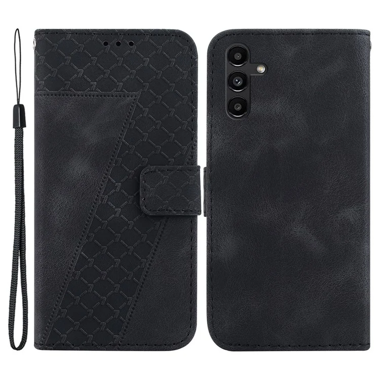 Per Samsung Galaxy A13 5G Anti-drop PU Leather Cover 7-Shape Imprinted Phone Case with Wallet Stand - Nero
