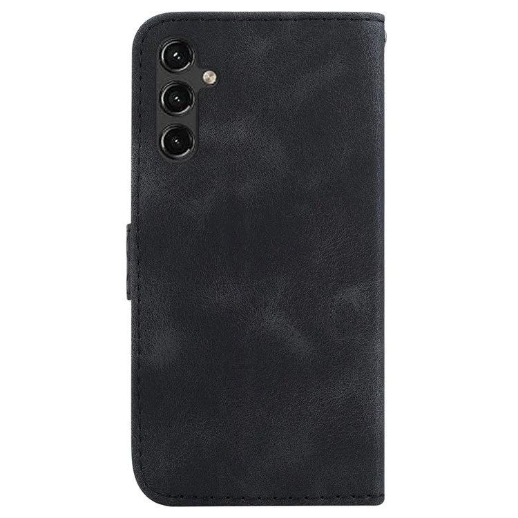 For Samsung Galaxy A14 5G / A14 4G 7-Shape Imprinted Leather Wallet Cover Flip Stand Anti-scratch Phone Case - Black