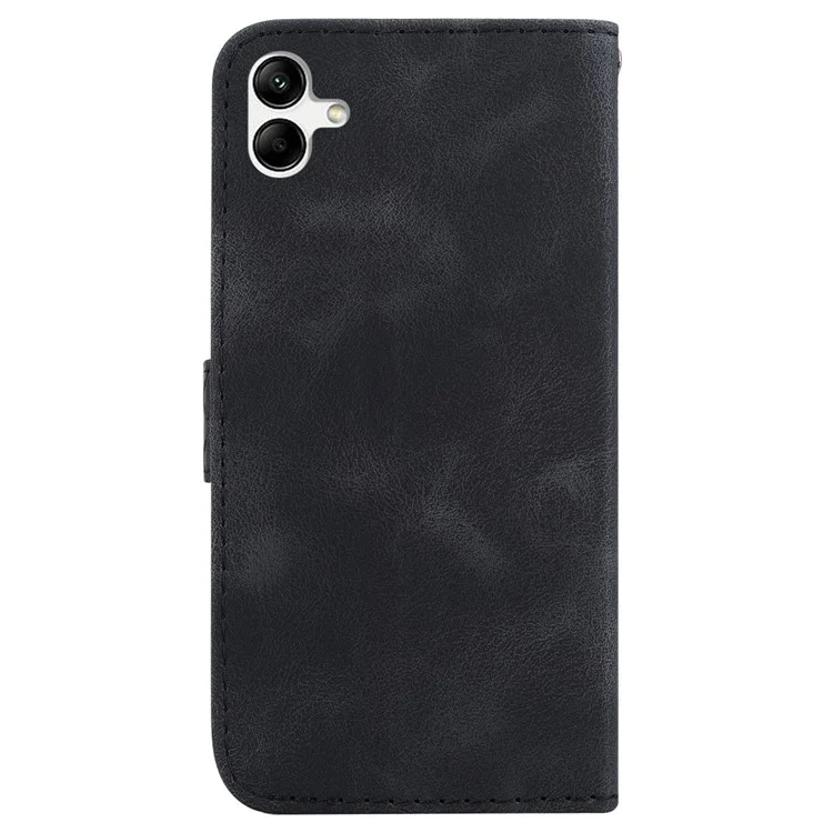 Pour Samsung Galaxy A04e 4G / F04 4G / M04 4G 7-Shape Imprinted Phone Case Anti-fall Leather Wallet Stand Shell - Noir