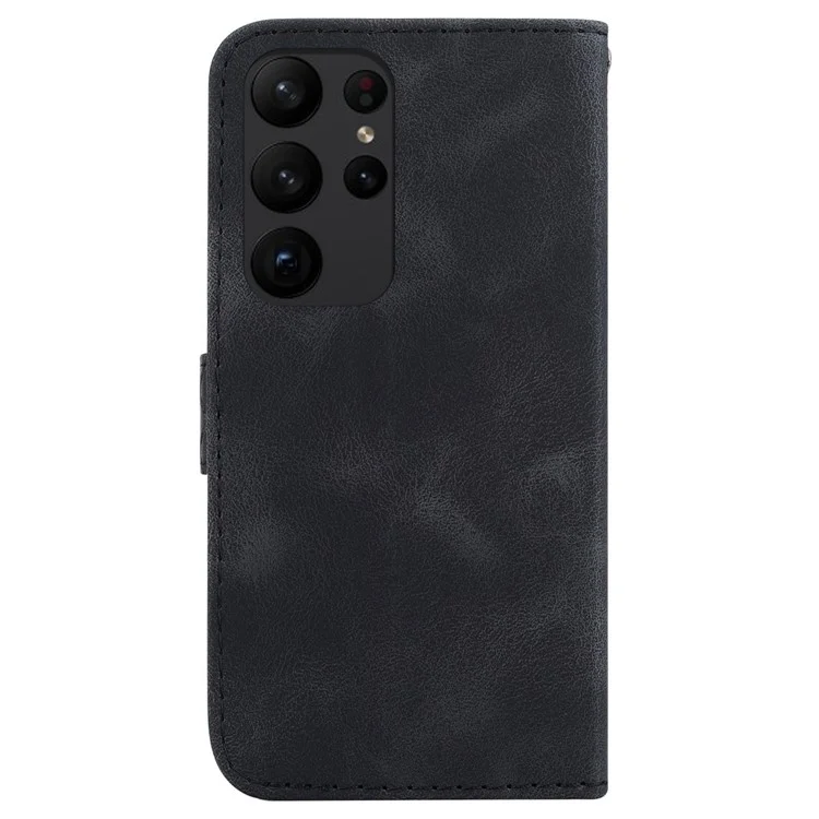 Para Samsung Galaxy S23 Ultra Capa de Telefone à Prova de Queda em Couro PU com Suporte em Forma de 7 - Preta