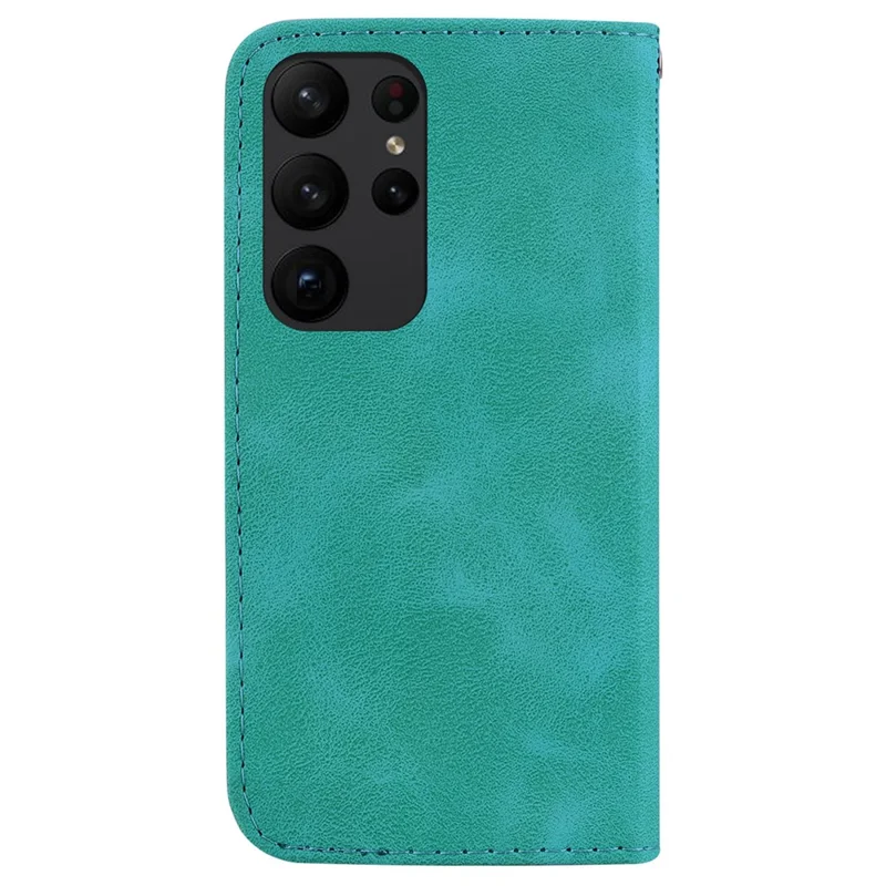 For Samsung Galaxy S23 Ultra PU Leather Drop-proof Phone Case 7-Shape Imprinted Wallet Stand Cover - Green