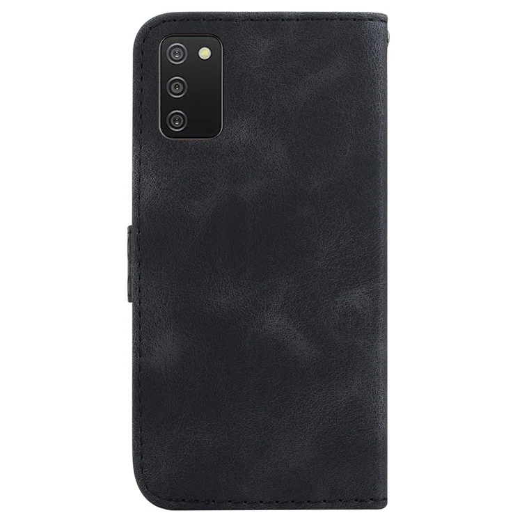 For Samsung Galaxy A03s (166.5 x 75.98 x 9.14mm) 7-Shape Imprinted PU Leather Phone Case Wallet Stand Cover - Black