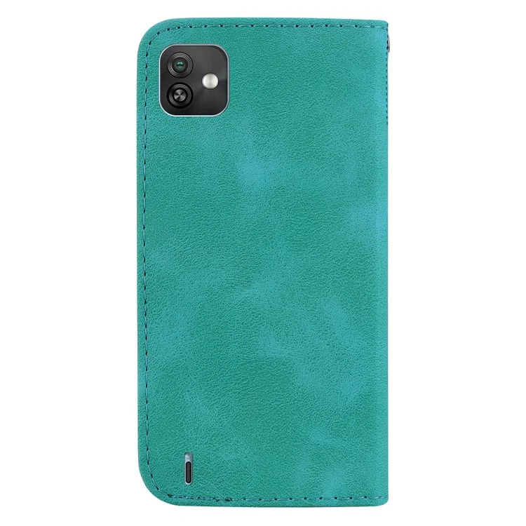 Для Wiko Y82 Imprinted 7-Shape Pattern Кожаный Телефонный Чехол Flip Stand Wallet Cover - Зеленый