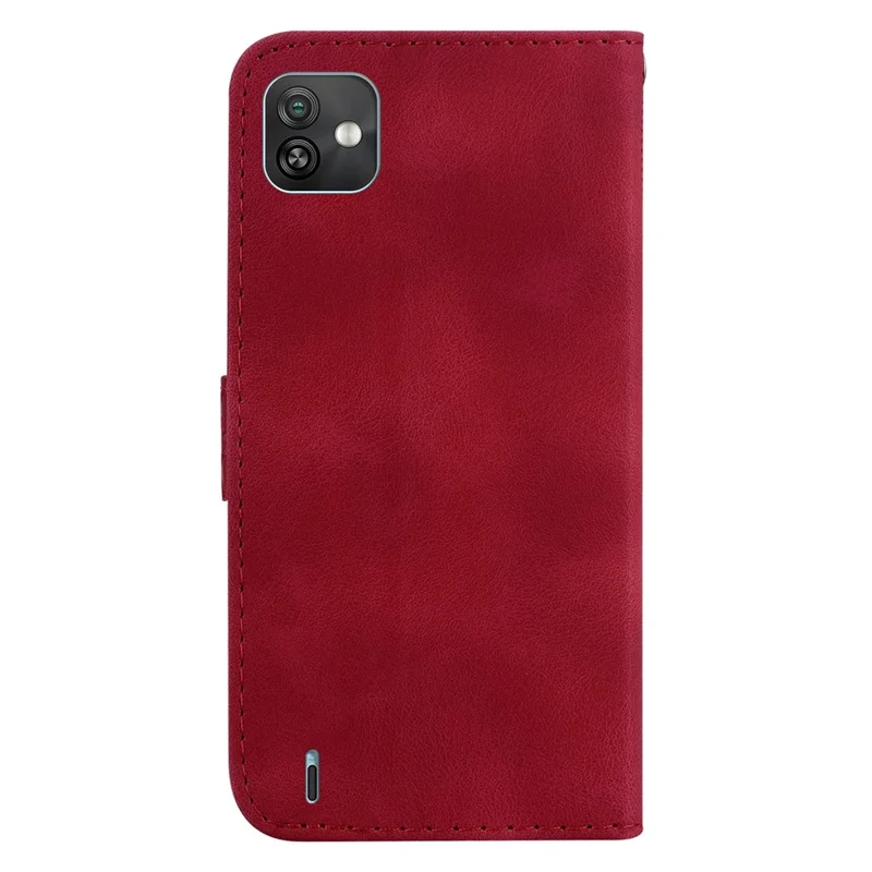 For Wiko Y82 Imprinted 7-Shape Pattern Leather Phone Case Flip Stand Wallet Cover - Red
