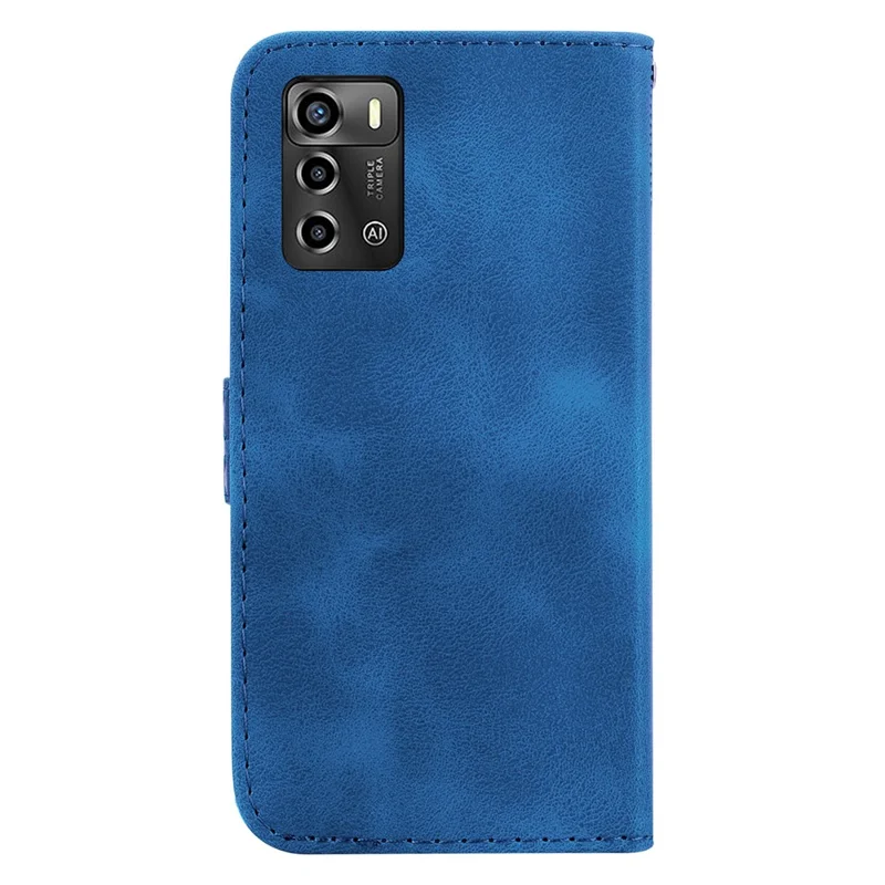 For ZTE Blade A72 / Blade V40 Vita Imprinted 7-Shape Pattern Flip Leather Case Stand Phone Wallet Cover - Dark Blue