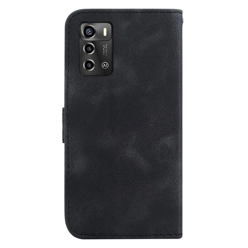 Para ZTE Blade A72 / Blade V40 Vita con patrón impreso de 7 formas, funda de cuero con tapa, soporte y cartera para teléfono - Negro